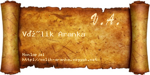 Válik Aranka névjegykártya